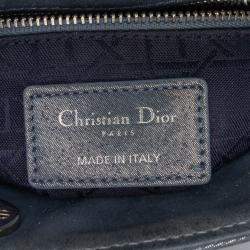 Pre Owned Dior Blue Mini Iridescent Lambskin Cannage Lady Dior