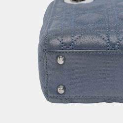 Pre Owned Dior Blue Mini Iridescent Lambskin Cannage Lady Dior