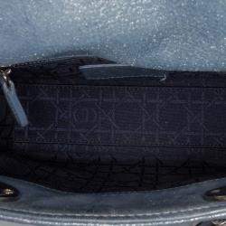 Pre Owned Dior Blue Mini Iridescent Lambskin Cannage Lady Dior