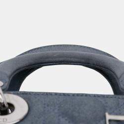 Pre Owned Dior Blue Mini Iridescent Lambskin Cannage Lady Dior