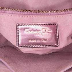 Pre Owned Dior Pink Mini Metallic Glazed Calfskin Lady Dior
