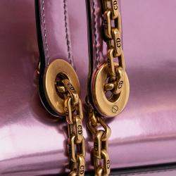 Pre Owned Dior Pink Mini Metallic Glazed Calfskin Lady Dior