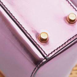 Pre Owned Dior Pink Mini Metallic Glazed Calfskin Lady Dior