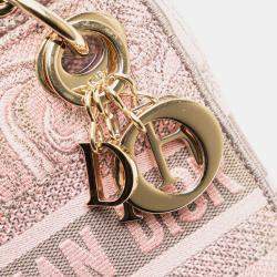 Pre Owned Dior Pink Mini Embroidered Canvas Toile De Jouy Lady D Lite