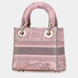 Pre Owned Dior Pink Mini Embroidered Canvas Toile De Jouy Lady D Lite