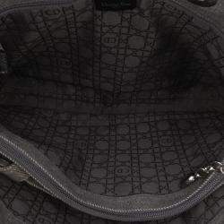 Pre Owned Dior Black Extra Large Denim Cannage Lady Dior