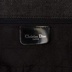 Pre Owned Dior Black Extra Large Denim Cannage Lady Dior