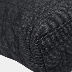 Pre Owned Dior Black Extra Large Denim Cannage Lady Dior