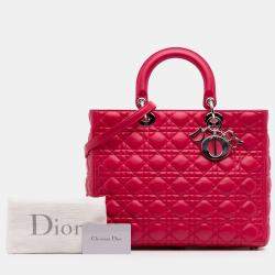 Pre Owned Dior Pink Large Lambskin Cannage Lady Dior