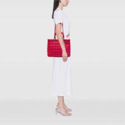 Pre Owned Dior Pink Large Lambskin Cannage Lady Dior