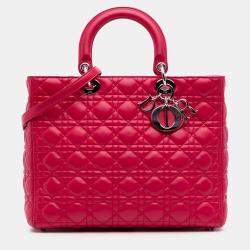 Pre Owned Dior Pink Large Lambskin Cannage Lady Dior