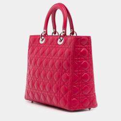 Pre Owned Dior Pink Large Lambskin Cannage Lady Dior