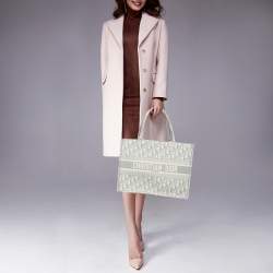 Pre Owned Dior Grey Oblique Embroidered Canvas Medium Book Tote