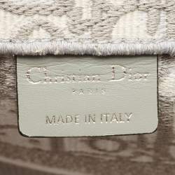 Pre Owned Dior Grey Oblique Embroidered Canvas Medium Book Tote