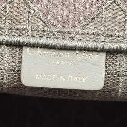 Pre Owned Dior Grey Embroidered Cannage Canvas Medium Book Tote