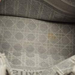 Pre Owned Dior Grey Embroidered Cannage Canvas Medium Book Tote