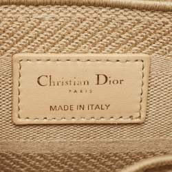 Pre Owned Dior Beige Cannage Embroidered Canvas Medium Lady D-Lite Tote
