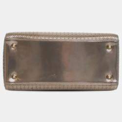 Pre Owned Dior Gold Medium Metallic Patent Microcannage Lady Dior