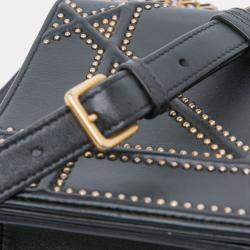 Pre Owned Dior Black Medium Studded Lambskin Diorama Flap