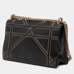 Pre Owned Dior Black Medium Studded Lambskin Diorama Flap