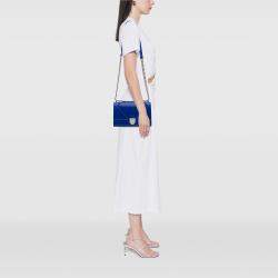 Pre Owned Dior Blue Medium Lambskin Diorama Flap