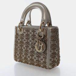 Pre Owned Dior Mini Beaded Lambskin Lady Dior