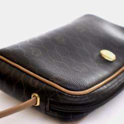 Pre Owned حقيبة كتف ديور عسلية قماش قديمة بنمط خلية النحل