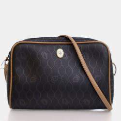 Pre Owned حقيبة كتف ديور عسلية قماش قديمة بنمط خلية النحل