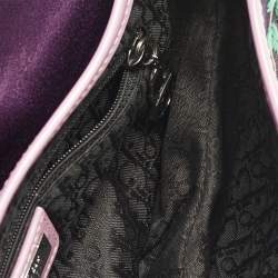 Pre Owned Dior Purple/Pink Embroidered Silk Limited Edition 0336 Floral And Koi Saddle Bag