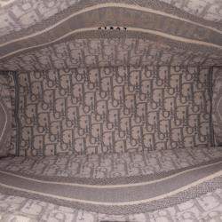 Pre Owned Dior Grey Medium Oblique Embroidered Canvas Book Tote