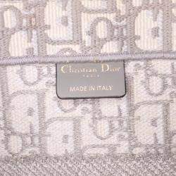 Pre Owned Dior Grey Medium Oblique Embroidered Canvas Book Tote