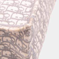 Pre Owned Dior Grey Medium Oblique Embroidered Canvas Book Tote