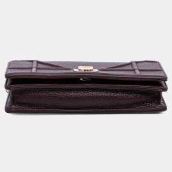 Pre Owned Dior Burgundy Grained Calfskin Diorama Wallet on Chain