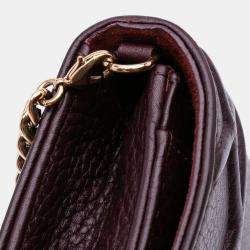 Pre Owned Dior Burgundy Grained Calfskin Diorama Wallet on Chain