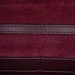 Pre Owned Dior Burgundy Grained Calfskin Diorama Wallet on Chain