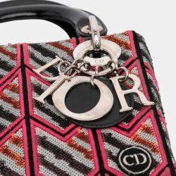 Pre Owned حقيبة ديور ليدي صغيرة وردية براقة لامعة