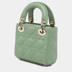 مملوكة مسبقًا Dior Green Micro Lambskin Cannage Lady Dior