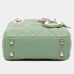 مملوكة مسبقًا Dior Green Micro Lambskin Cannage Lady Dior