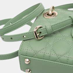 مملوكة مسبقًا Dior Green Micro Lambskin Cannage Lady Dior