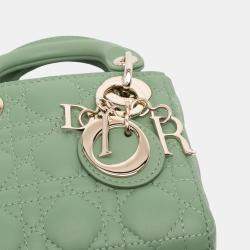 مملوكة مسبقًا Dior Green Micro Lambskin Cannage Lady Dior