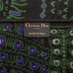 Pre Owned Dior Green Large Canvas Embroidered Elephant Book Tote