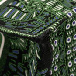 Pre Owned Dior Green Large Canvas Embroidered Elephant Book Tote