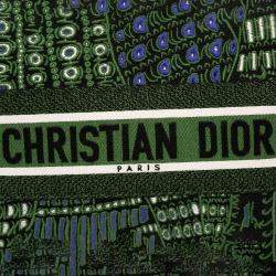 Pre Owned Dior Green Large Canvas Embroidered Elephant Book Tote