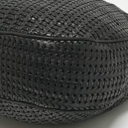 Pre Owned Dior Black Woven Leather Lady Dior Soft Hobo