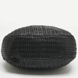 Pre Owned Dior Black Woven Leather Lady Dior Soft Hobo