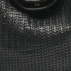 Pre Owned Dior Black Woven Leather Lady Dior Soft Hobo