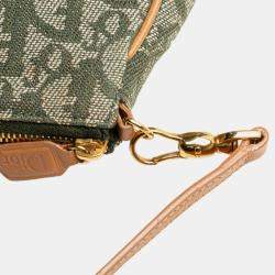 Pre Owned Dior Green Mini Diorissimo Canvas Saddle Pochette