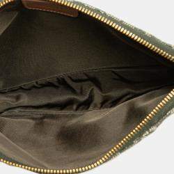 Pre Owned Dior Green Mini Diorissimo Canvas Saddle Pochette