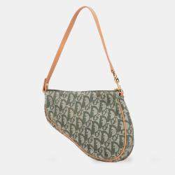 Pre Owned Dior Green Mini Diorissimo Canvas Saddle Pochette
