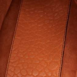 Pre Owned Dior Orange Canyon Grained Leather Large Lady Dior Tote